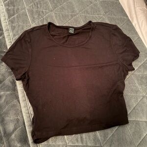 Cropped Black Open Back T-Shirt